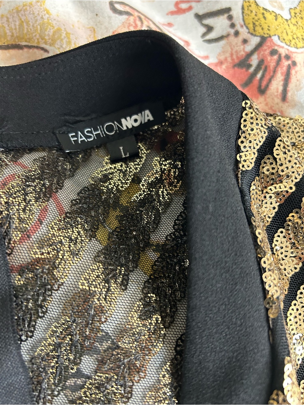 Fashion Nova Overlap Front Plunging V Sequin Jumpsuit - Picture 8 of 8